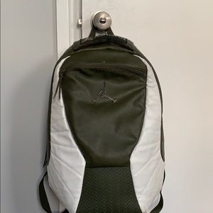 Olive green Jordan book bag.
